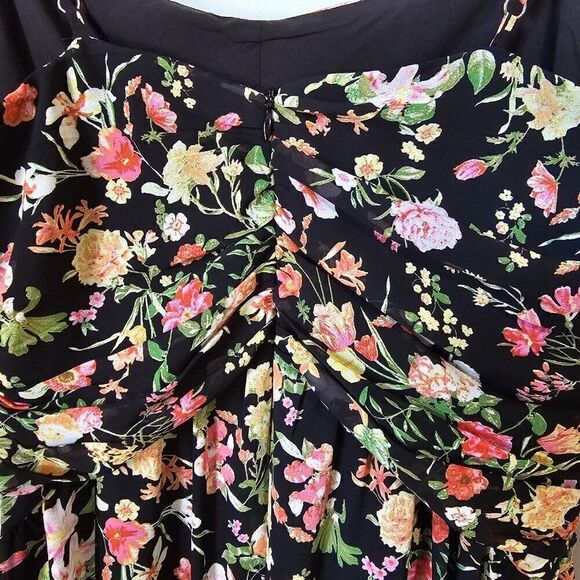 EUC FOREVER 21 FLORAL SPAGHETTI STRAP MIDI DRESS RUCHED RUFFLED SIZE LARGE - Picture 6 of 14